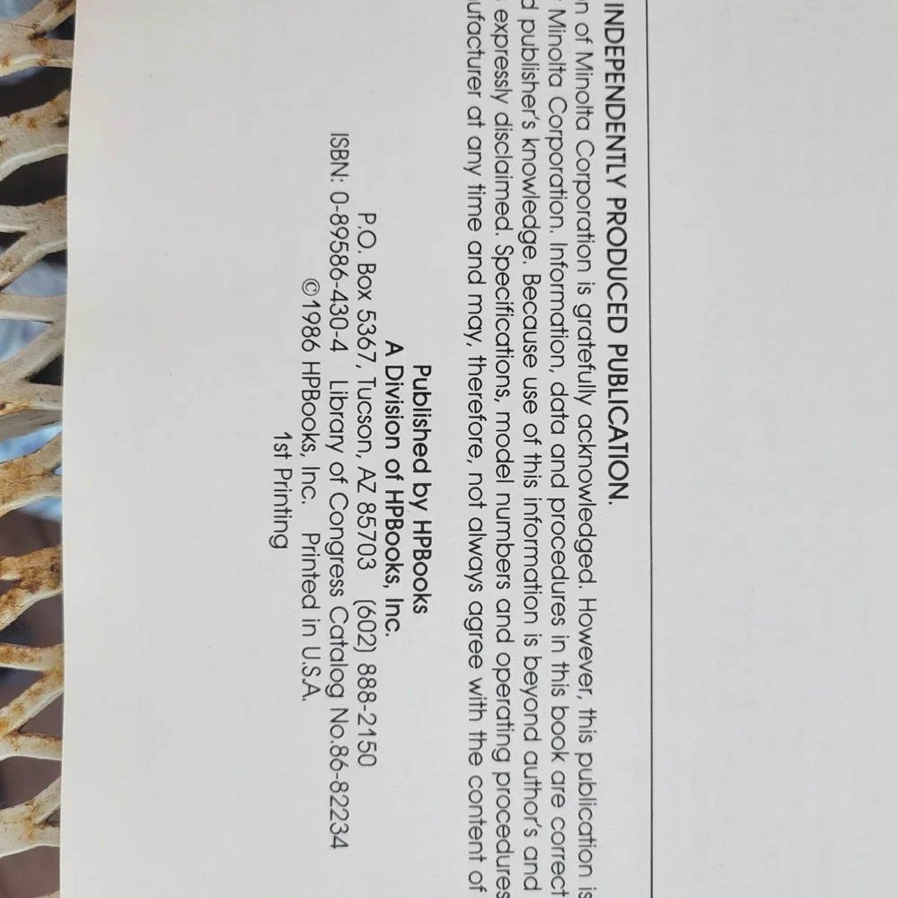 1986 Minolta‎ Maxxum SLR Cameras Complete Handbook 5000 7000 9000 Carl Shipman